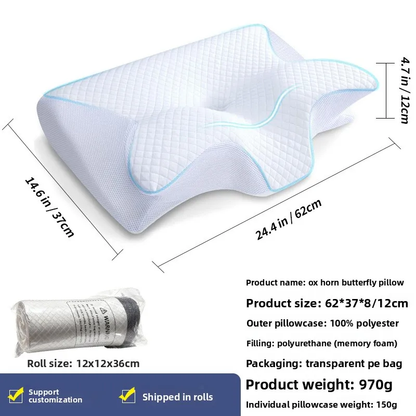Ergonomic memory foam cervical pillow